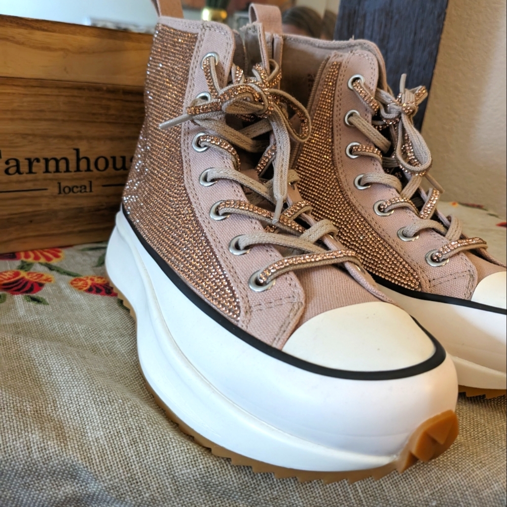 Madden Rose Gold rhinestone sneakers!! This color is everything!